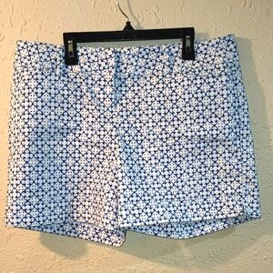 The Limited Blue & White Geometric Print Shorts Size 10  NWOT